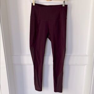 Lululemon Wunder Train Sheer Calf Leggings High Rise Burgundy Maroon Color 6